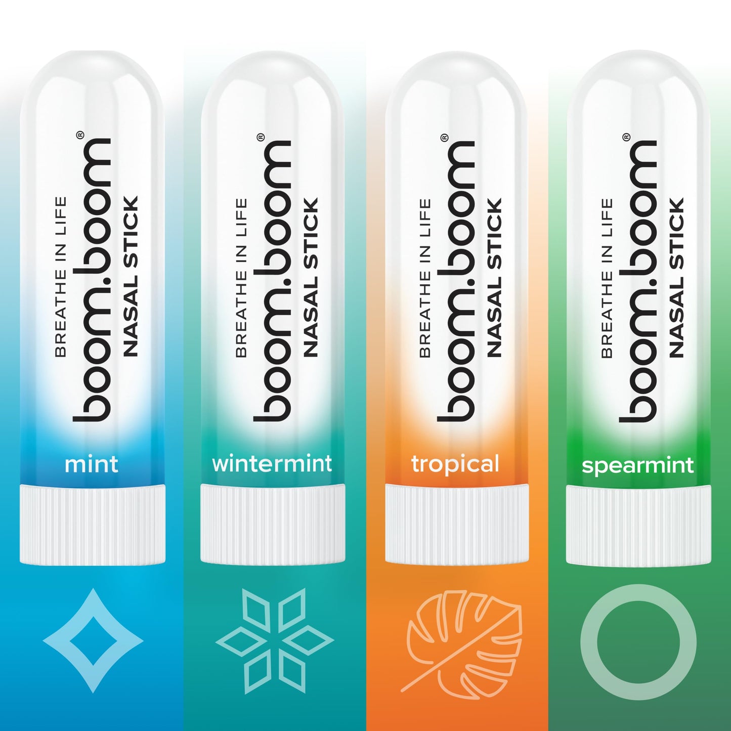 BoomBoom Nasal Stick | Vapor Flow Technology | Cool Refreshing Sensation | Natural Mood Boost | Simple Ingredients | Essential Oils + Menthol Inhaler (Mint, Wintermint, Tropical, Spearmint) BoomBoom buy supplements Au