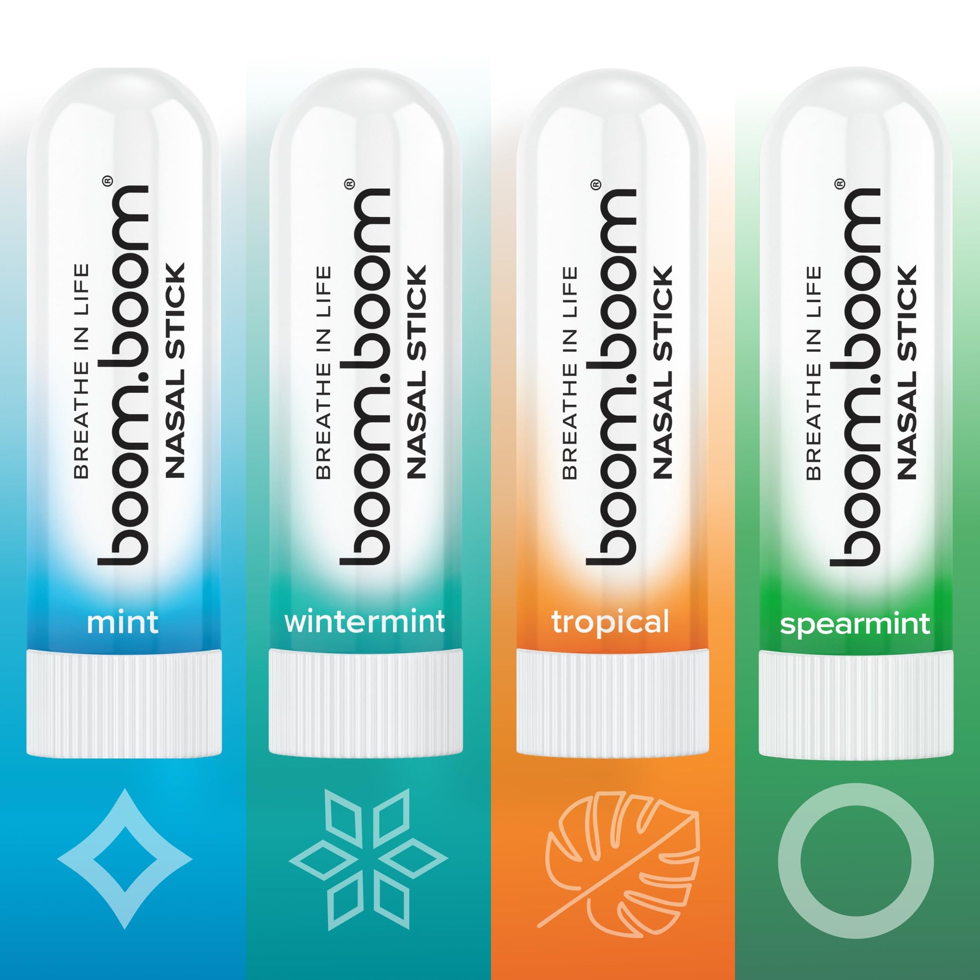 BoomBoom Nasal Stick | Vapor Flow Technology | Cool Refreshing Sensation | Natural Mood Boost | Simple Ingredients | Essential Oils + Menthol Inhaler (Mint, Wintermint, Tropical, Spearmint) BoomBoom buy supplements Au