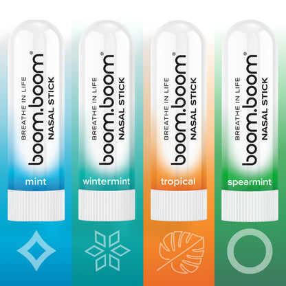 BoomBoom Nasal Stick | Vapor Flow Technology | Cool Refreshing Sensation | Natural Mood Boost | Simple Ingredients | Essential Oils + Menthol Inhaler (Mint, Wintermint, Tropical, Spearmint) BoomBoom buy supplements Au