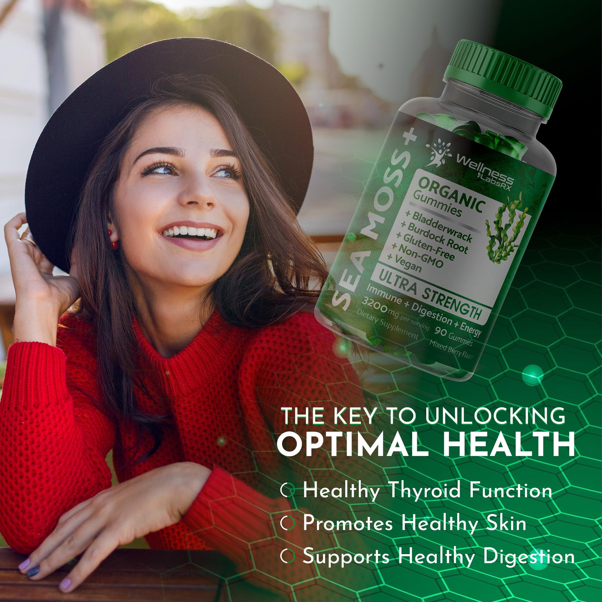 WELLNESS LABSRX Sea Moss Gummies, 3200mg Organic Seamoss, Irish Sea Moss WELLNESS LABSRXBuy Supplements Australia