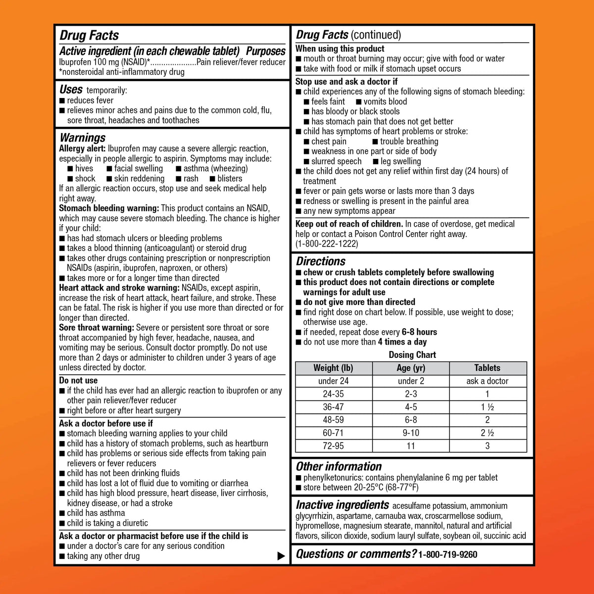 Amazon Basic Care Children's Ibuprofen Chewable Tablets 100 mg, Orange Flavor, Dye Free, Pain Reliever and Fever Reducer (NSAID), For Ages 2-11, 24 Count Amazon Basic CareBuy Supplements Australia