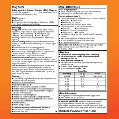Amazon Basic Care Children's Ibuprofen Chewable Tablets 100 mg, Orange Flavor, Dye Free, Pain Reliever and Fever Reducer (NSAID), For Ages 2-11, 24 Count Amazon Basic CareBuy Supplements Australia