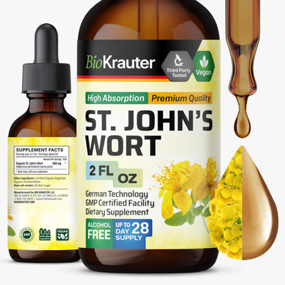 BIO KRAUTER® St Johns Wort for Calm & Mood Support - Vegan St. John's Wort for Relaxation & Emotional Wellness Support - Calm Drops 2 Fl.Oz., 28-Day Supply, Alcohol & Sugar Free Herbal Supplements BIO KRAUTER buy supplements Au