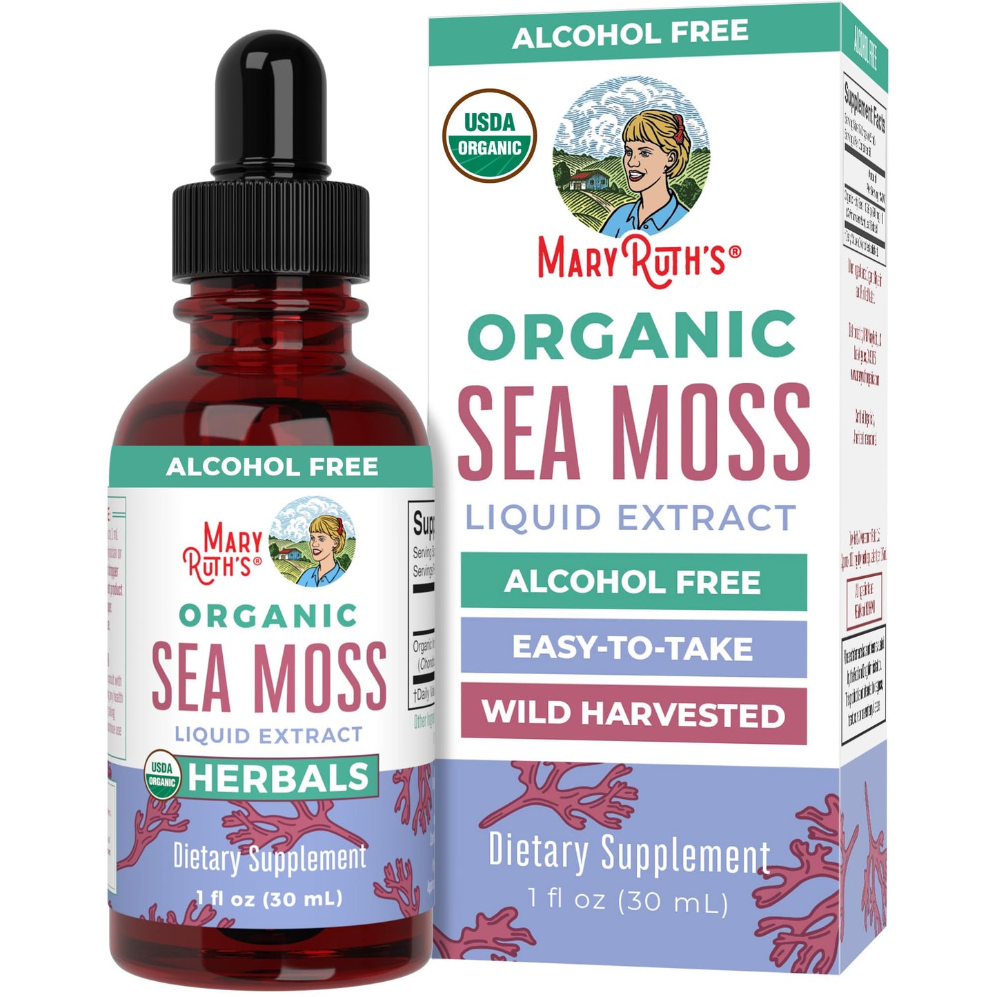 MaryRuth Organics Irish Sea Moss Liquid Drops | Chondrus Crispus | Wild Harvested | Organic Irish Moss Formulated for Adults & Kids Ages 14+ | Unflavored | Sugar Free | Vegan | Non-GMO | 1 Fl Oz MARYRUTH'SBuy Supplements Australia