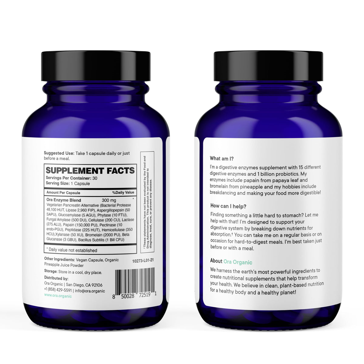 Ora Organic Multi-Enzyme Supplement - Vegan, Gluten Free Enzymes for Digestion with Probiotics for Gut Health, Bloating, Constipation and Gas Relief - 30 Easy to Swallow Capsules Ora OrganicBuy Supplements Australia