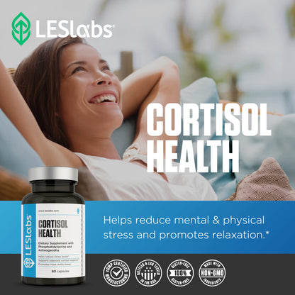 LES Labs Cortisol Health – Stress Relief, Balanced Cortisol Response, Relaxation & Deep Sleep – Phosphatidylserine, Magnesium, Magnolia Bark, Rhodiola Rosea & Ashwagandha – Non-GMO – 60 Capsules LES LabsBuy Supplements Australia