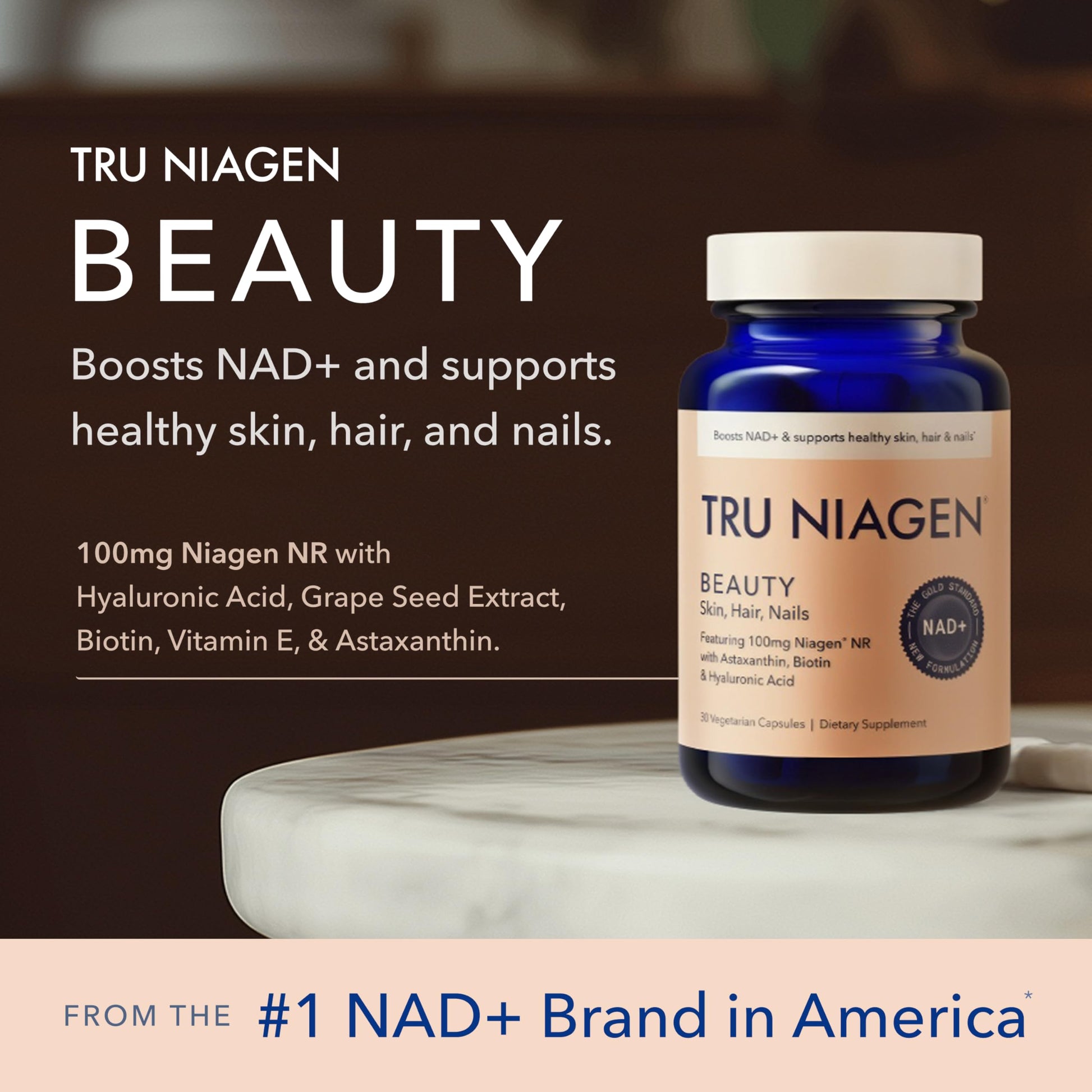 TRU NIAGEN 1,000mg + Beauty Bundle. A Full-Spectrum Bundle for Clinical-Strength Daily NAD+ Support and targeted Beauty Actives for Healthy Skin, Hair, and Nails at The Cellular Level. TRU NIAGENBuy Supplements Australia