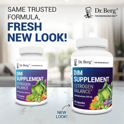 Dr. Berg DIM Supplement Estrogen Balance - Original Estrogen Supplement for Women with Diindolylmethane for Menstrual Symptoms & Menopause Relief & Black Pepper for Enhanced Absorption - 60 Capsules Dr. Berg NutritionalsBuy Supplements Australia