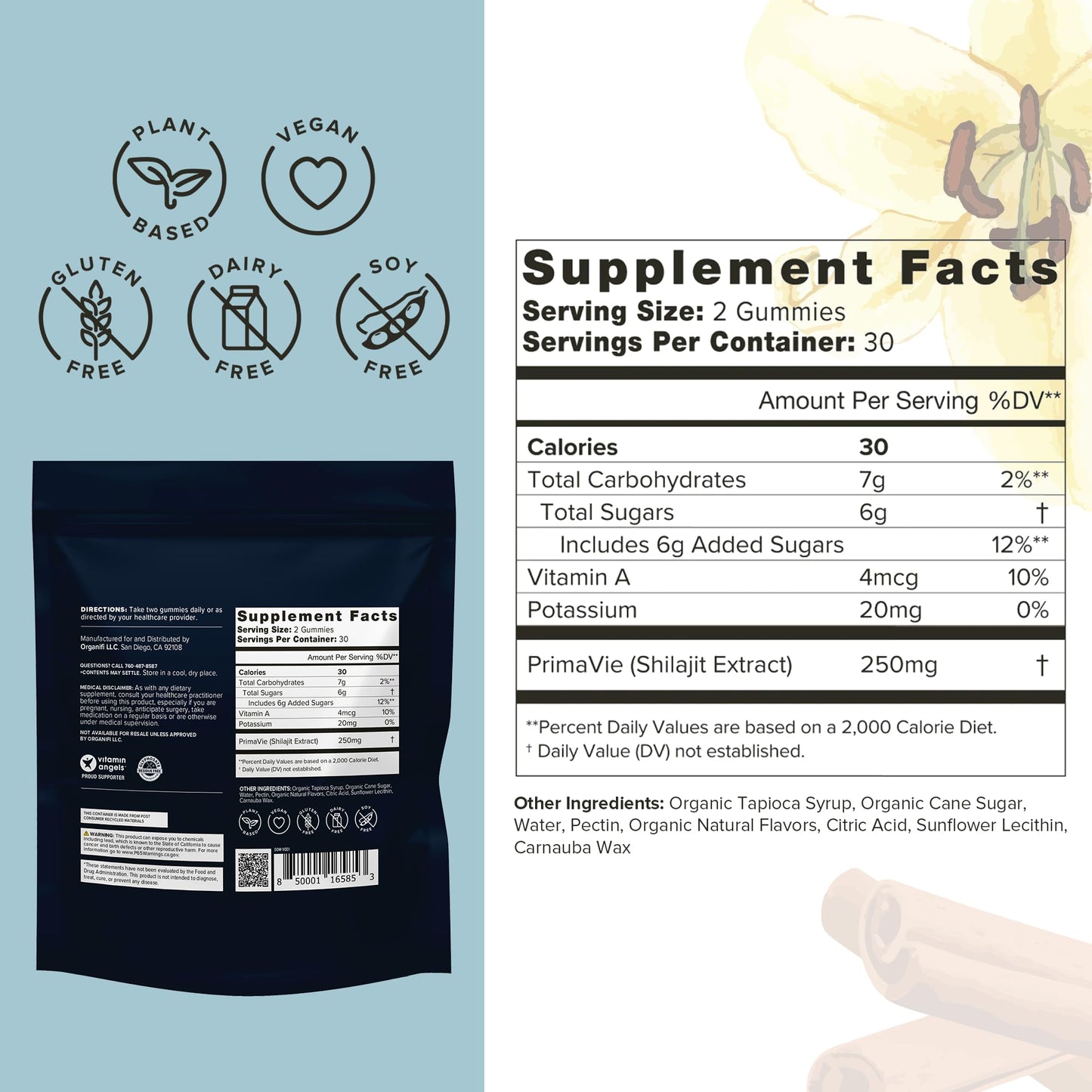 Organifi - Shilajit Gummies - Supports Natural Energy and Strength - Vanilla Cinnamon OrganifiBuy Supplements Australia