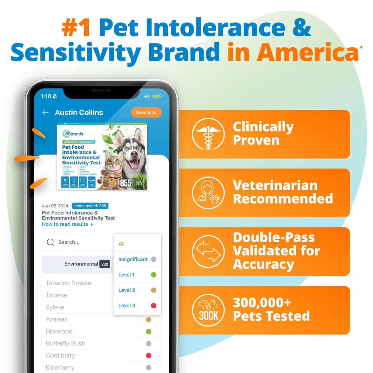 5Strands Pet Food Intolerance & Environmental Sensitivity Test, at Home Gut Health Test for Dogs & Cats, 857 Items Tested, Pet Health Check, Results in 4 Days, for All Ages and Breeds 5StrandsBuy Supplements Australia