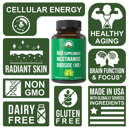 Peak Performance Nicotinamide Riboside NR Supplement Capsule. NMN Alternative NAD Supplement + Niacinamide for NAD+ Levels As We Age. 3rd Party Tested, Non-GMO, Vegan NR Vitamin for Women and Men Peak PerformanceBuy Supplements Australia