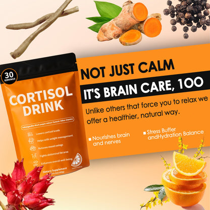 Cortisol Drink Powder - Natural Cortisol Supplements for Ashwagandha, L-Theanine, Turmeric Root, Black Pepper Extract, Relaxation, Focus, Mental Clarity oviaapoBuy Supplements Australia