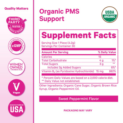 Pink Stork Organic PMS Support Sweets for Teens and Women - Simple & Natural Ingredients Vitamin B6 and Peppermint - Period, Digestion, Bloating, Mood Swings - 30 Drops Pink Stork buy supplements Au