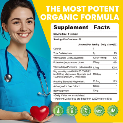 Potassium Magnesium Gummies,High Absorption Magnesium Glycinate,B6,D3,Potassium Citrate for Leg Cramps,Muscle,Electroyte for Adults Kids,Sugar-Free, 60 Gummies (Pineapple) WekannufodBuy Supplements Australia