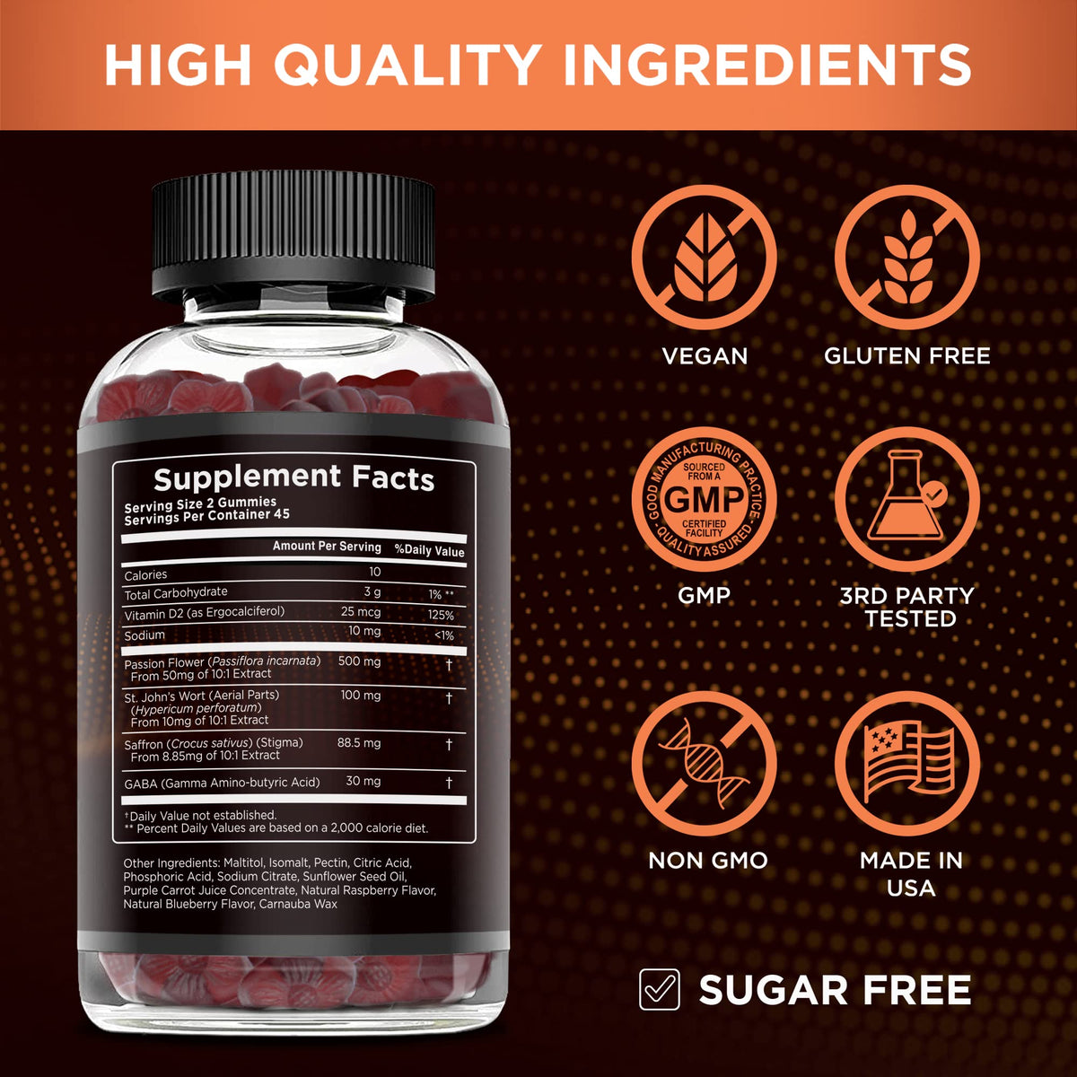 Effective Nutra Saffron Gummies for Adults 88.5mg - Mood Support & Stress Relief with GABA, Passion Flower - 5-in-1 Formula - Sugar-Free, Vegan, Non-GMO, Made in USA - 90 Count (45-Day Supply) Effective Nutra buy supplements Au