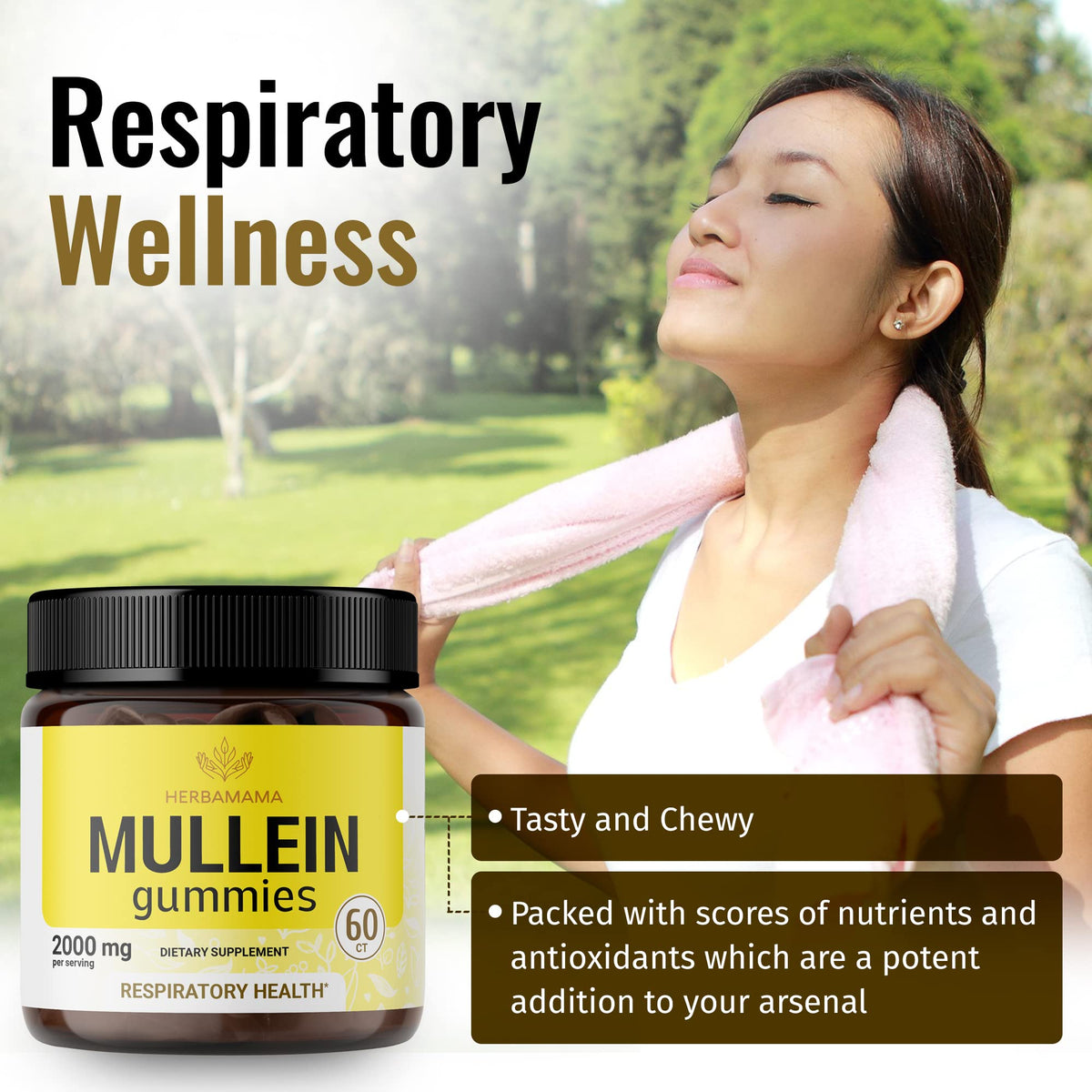 HERBAMAMA Mullein Gummies - Mullein Leaf Dietary Supplement for Respiratory HERBAMAMABuy Supplements Australia