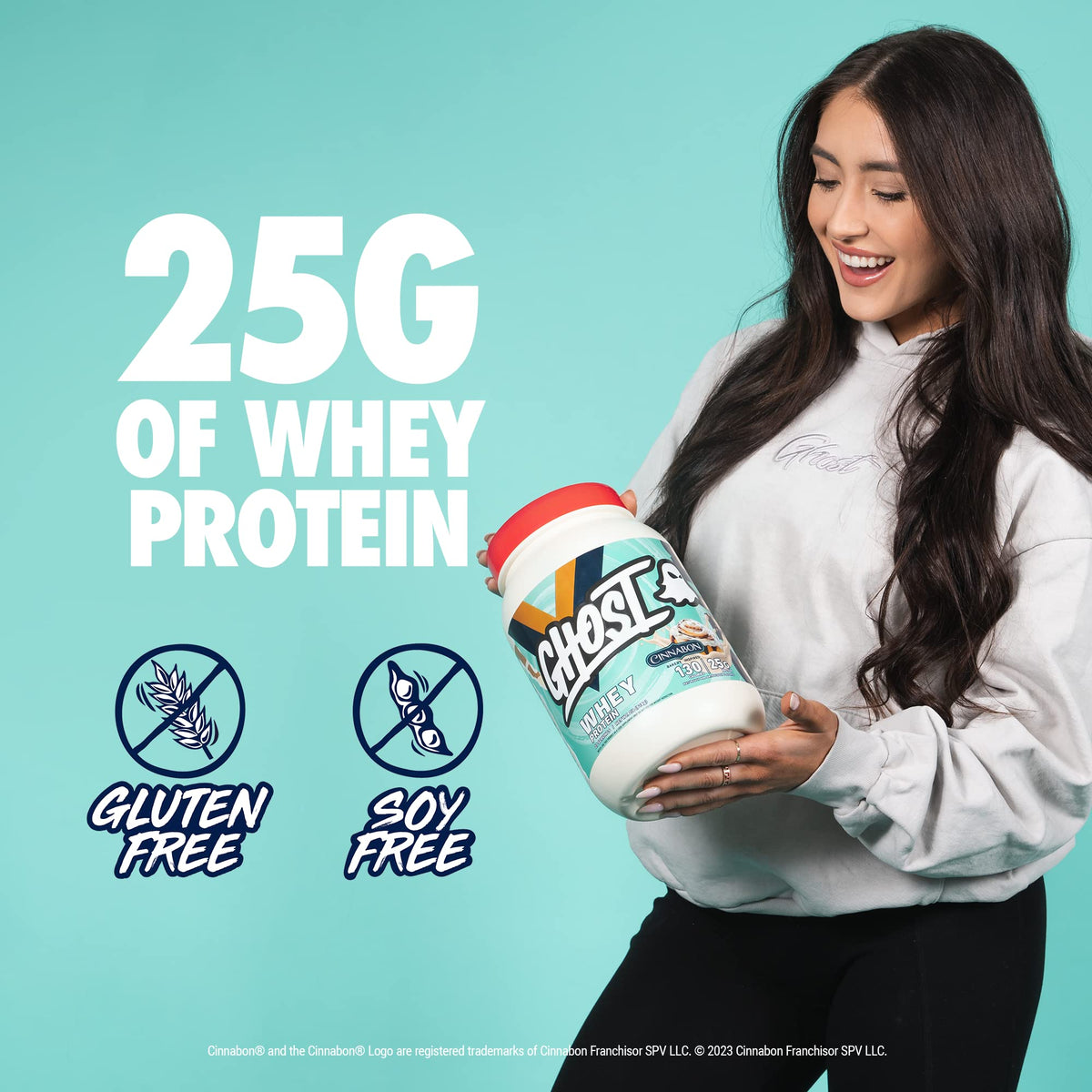 GHOST Whey Protein Powder, Cinnabon - 2LB Tub, 25G of Protein - Cinnamon Roll Flavore GHOSTBuy Supplements Australia