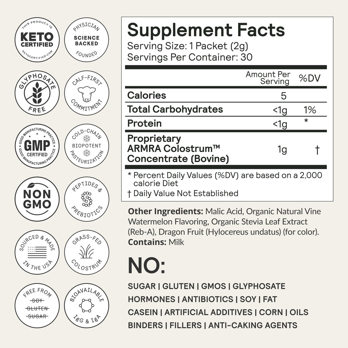 ARMRA Colostrum™ Premium Powder, Grass Fed, Gut Health Bloating Immunity Skin & Hair, Contains 400+ Bioactive Nutrients (Blood Orange, Vine Watermelon, Unflavored Bundle | 180 Servings) ARMRABuy Supplements Australia