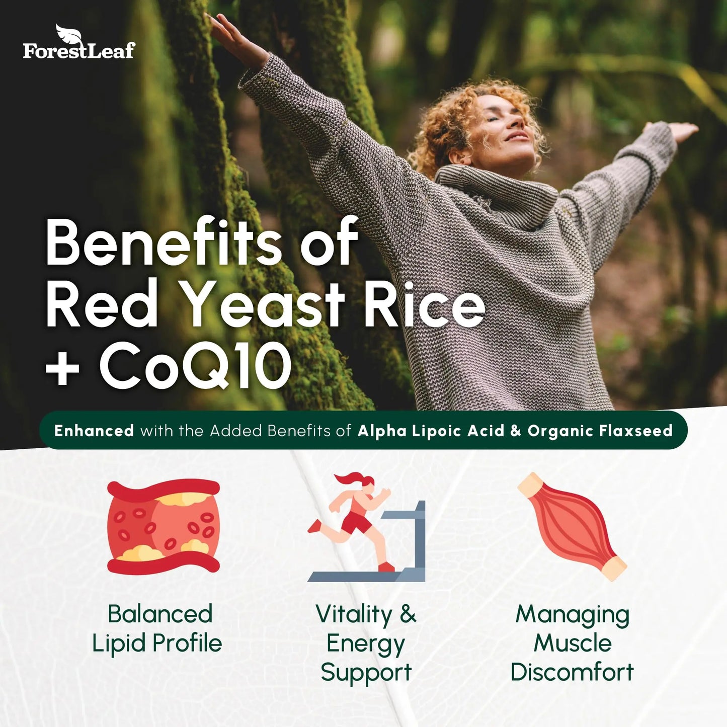 Red Yeast Rice 1215 mg. Capsules - Extra Strength Red Rice Yeast with CoQ10 Supplement, Plus Alpha Lipoic Acid & Organic Flaxseed, Citrinin Free, ForestLeaf canada supplements