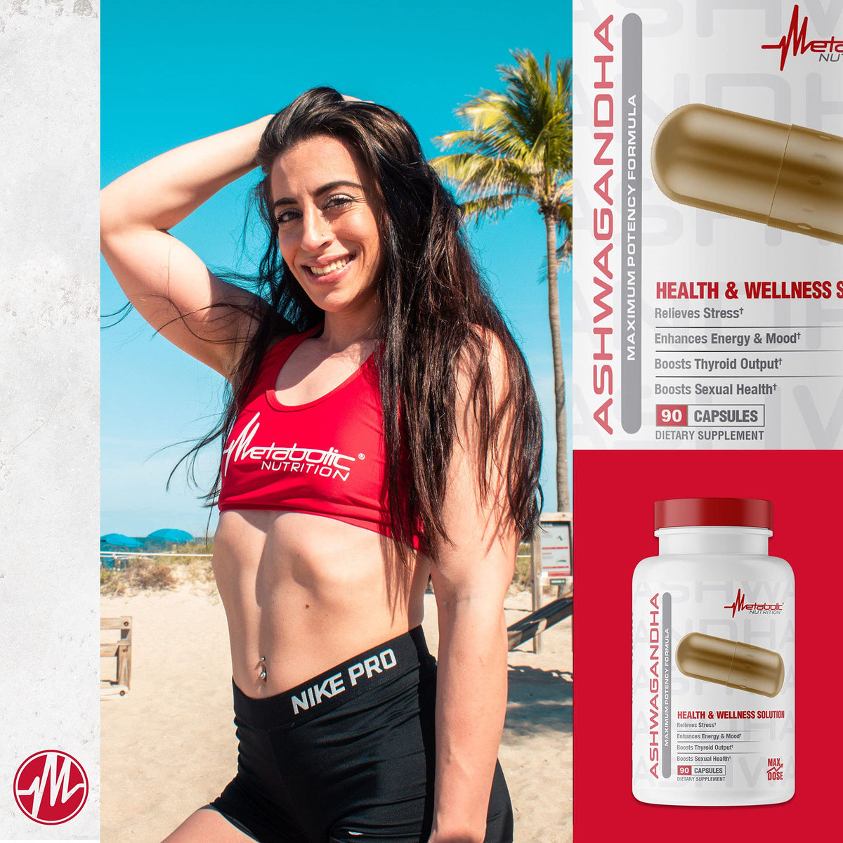 Metabolic Nutrition Ashwagandha 2200mg Made with Organic Ashwagandha Powder and Black Pepper Extract, 90 Vegan Capusles Metabolic NutritionBuy Supplements Australia