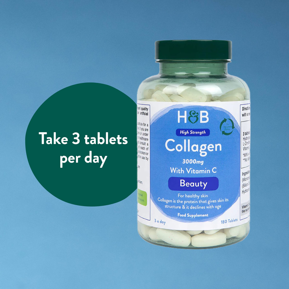 Holland & Barrett Bovine Collagen Tablet 3000mg - Type I Collagen Peptides - Hydrolysed Collagen with Vitamin C - Hair, Skin & Nails Holland & BarrettBuy Supplements Australia