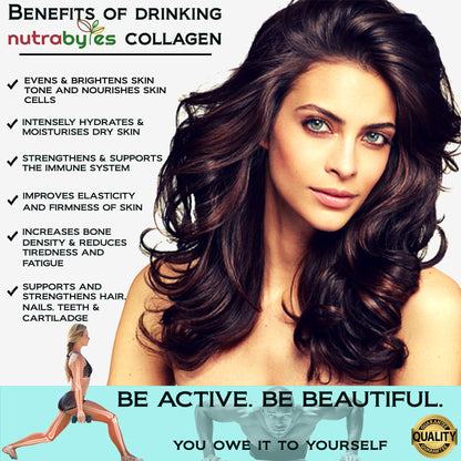 Marine Collagen Liquid 10000mg Sugar Free, Hydrolysed Peptides | Hyaluronic Acid, Biotin, Silica, Vitamin C, Vitamin D3 NUTRABYTESBuy Supplements Australia
