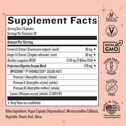 Legendairy Milk Digestive Enzymes for Women, Probiotics for Digestive Health, Gut Health Supplements, Bloating Relief for Women, Debloat Gas Relief w/Ginger & Fennel Bloat Baddie 60 Capsules Legendairy MilkBuy Supplements Australia
