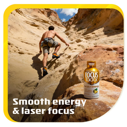 Focus Factor Extra Strength Focus + Energy Shots - 12 x 2oz Bottles (Pineapple Paradise Flavor) - Powered by Nootropics with Caffeine, L-Theanine, Ginkgo, Bacopa, L-Tyrosine, Alpha GPC Focus FactorBuy Supplements Australia