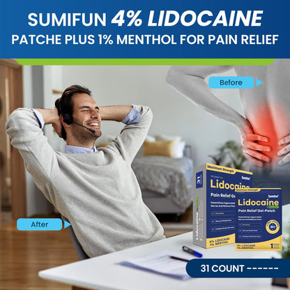 Sumifun Lidocaine Pain Relief Patches - Fast, Targeted Therapy Simple Backache, Soreness, Sprain, Joint Pain with Maximum Strength 4% Lidocaine and 1% Menthol (Large, Count, 31) NDC 83602-172-31 SumifunBuy Supplements Australia