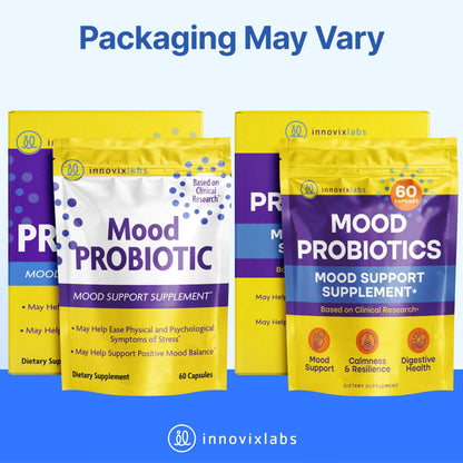 InnovixLabs Mood Probiotic for Women & Men, Clinically Studied Digestive & Mood Support Supplement, Lactobacillus helveticus Rosell-52ND & Bifidobacterium longum Rosell-175, 60 Capsules InnovixLabsBuy Supplements Australia