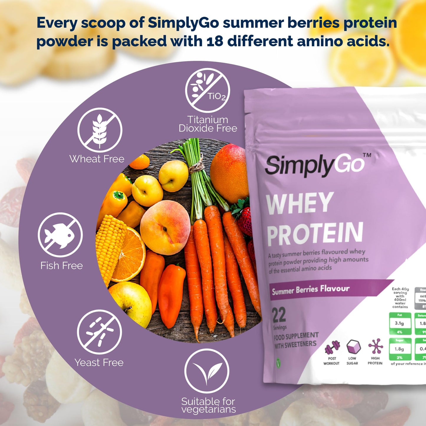 SimplyGo Whey Protein Powder | 900g | Simply Add 30g to Water, Juice or Shakes Simply SupplementsBuy Supplements Australia