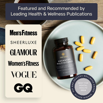 Inessa Methylated Multivitamin for Men and Women - Advanced Natural Daily Mens Multivitamins with CoQ10 100mg, Vitamins D3, K2, A, B Complex Vitamins