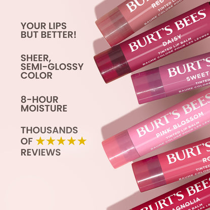 Burt's Bees Lip Tint Balm with Long Lasting 2 in 1 Duo Tinted Balm Formula, Color Infused with Deeply Hydrating Shea Butter
