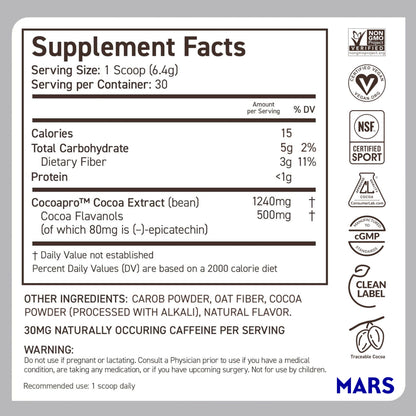 CocoaVia Cocoa Flavanols 500mg – Heart and Brain Support, High Flavanol Cocoa Extract, Boosts Nitric Oxide, Blood Circulation and Memory, Preworkout, Vegan