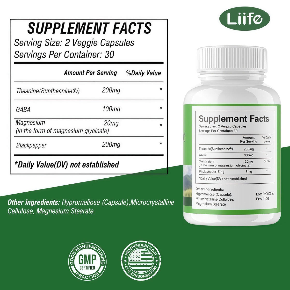 LIIFE L-Theanine (Suntheanine®) with GABA– 60 Veggie Capsules Support with Magnesium & Black Pepper for a Healthy Stress Response, Relaxation, and Focus Increases Brain Alpha-Wave Production* LIIFE buy supplements Au
