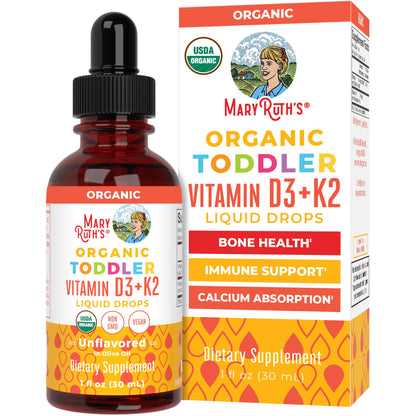 MaryRuth Organics Vitamin D3 | Vitamin K2 | Vitamin D3 K2 Drops | K2 D3 Vitamin Liquid Supplement for Toddlers | Kids Supplement for Calcium Absorption Strong Bones | Vegan | Gluten Free | 1 Fl Oz MARYRUTH'SBuy Supplements Australia
