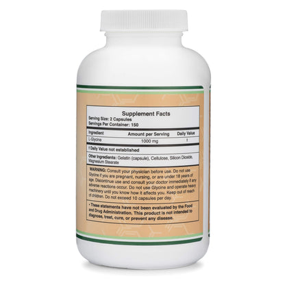 Glycine Supplement - 1,000mg Glycine Powder per Serving (300 Capsules) The Relaxing Amino Acid (Glicina) (Third Party Tested, Gluten Free, Non-GMO) by Double Wood Double Wood SupplementsBuy Supplements Australia
