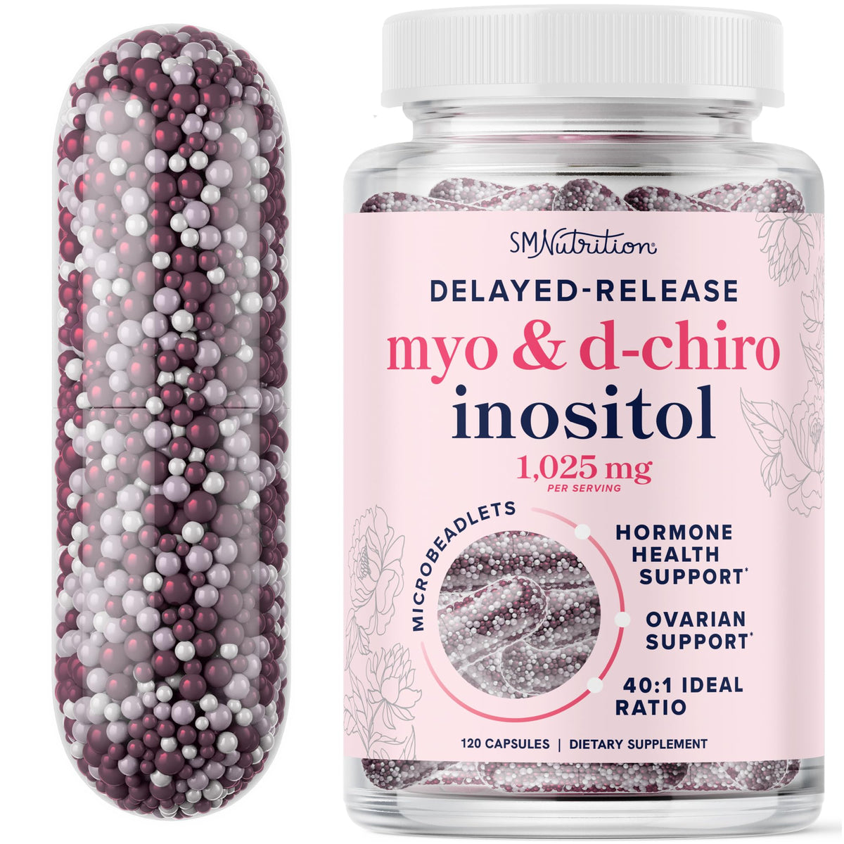 Myo-Inositol & D-Chiro Inositol for Hormone Balance for Women | Microbeadlets to Regulate Menstrual Cycle & Support Ovarian Health | 40:1 Ratio Myo & D Chiro | Non-GMO | 120 Ct (1 Month Supply) SMNutritionBuy Supplements Australia