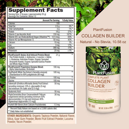 PlantFusion Vegan Collagen Powder - Plant Based Collagen Protein Powder For Muscle & Joints, Hair, Skin & Nails - Keto, Gluten Free, Soy Free, Non-Dairy, No Sugar, Non-GMO - Unflavored 10.58 oz PlantFusionBuy Supplements Australia