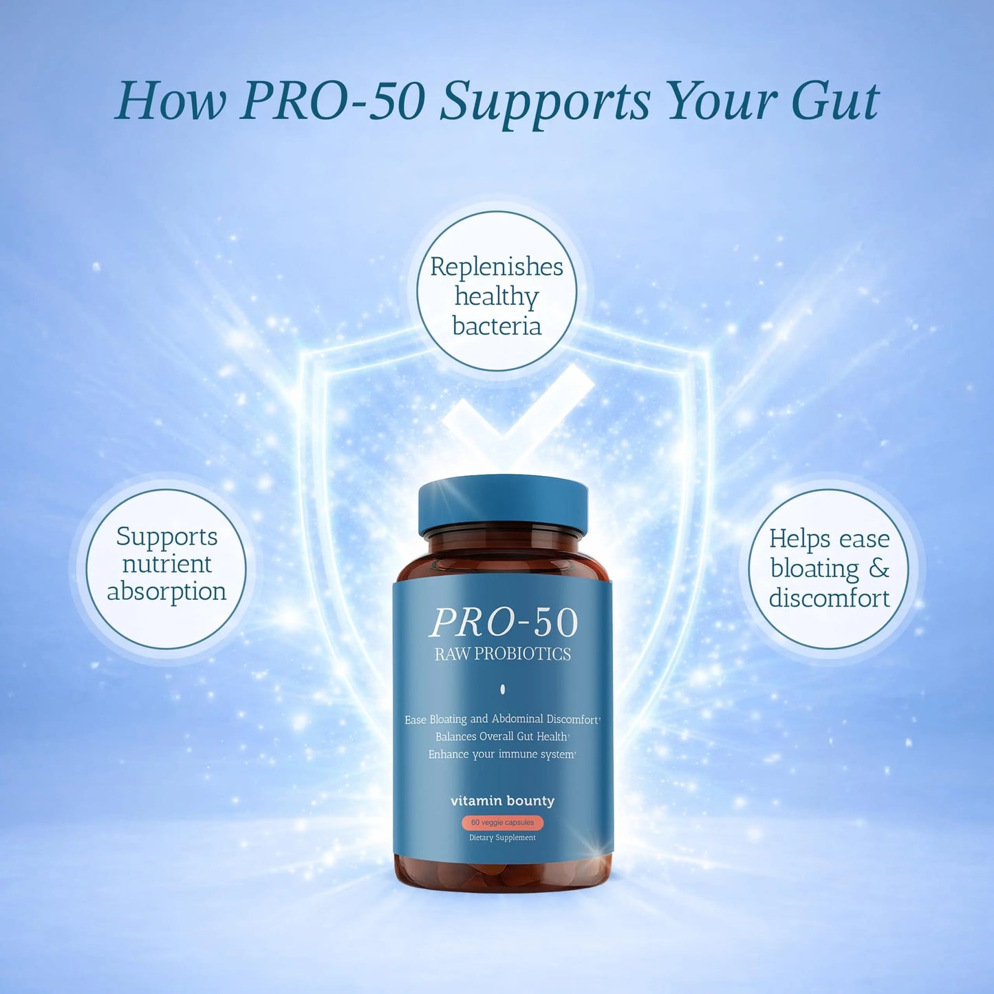 Vitamin Bounty Pro-50 Probiotics 50 Billion CFU for Women & Men - 13 Multi Strain Probiotic + Prebiotic - Digestive Health Supplements for Gut Health Support - Delayed Release Capsules for Men & Women Vitamin BountyBuy Supplements Australia