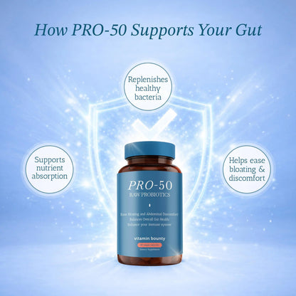 Vitamin Bounty Pro-50 Probiotics 50 Billion CFU for Women & Men - 13 Multi Strain Probiotic + Prebiotic - Digestive Health Supplements for Gut Health Support - Delayed Release Capsules for Men & Women Vitamin BountyBuy Supplements Australia