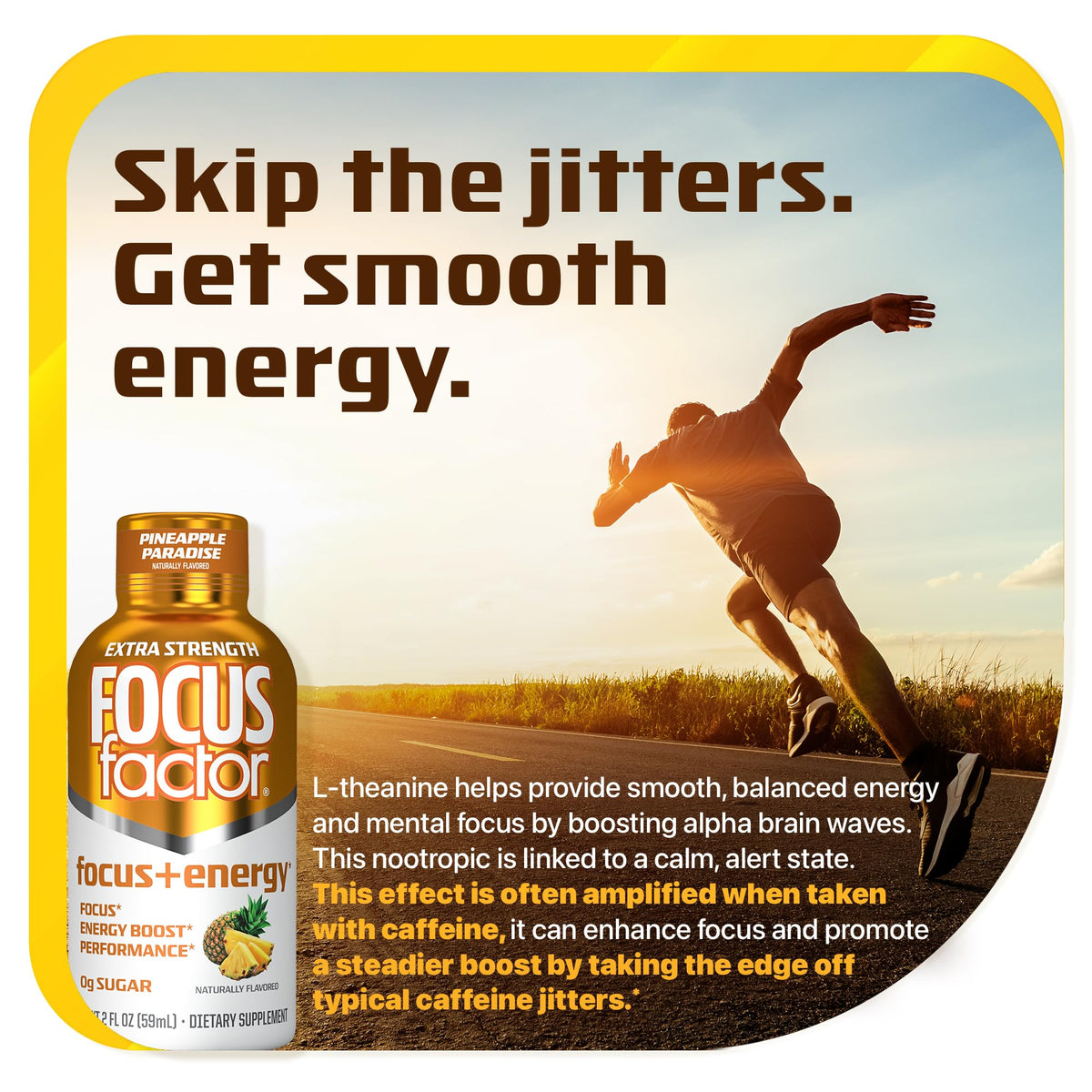 Focus Factor Extra Strength Focus + Energy Shots - 12 x 2oz Bottles (Pineapple Paradise Flavor) - Powered by Nootropics with Caffeine, L-Theanine, Ginkgo, Bacopa, L-Tyrosine, Alpha GPC Focus FactorBuy Supplements Australia