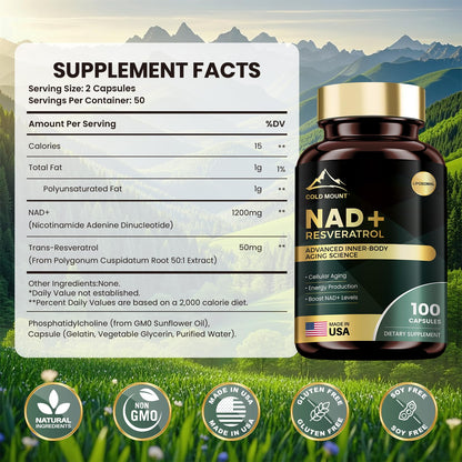 MEGNETA Liposomal NAD+ Supplement 1200mg with Trans Resveratrol - Boost NAD+ Levels, Energy & Anti-Aging Support - Vegan, 100 Capsules MEGNETABuy Supplements Australia