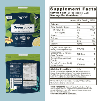 Organifi Green Juice - Powder Supplement with Organic Spirulina, Ashwagandha OrganifiBuy Supplements Australia