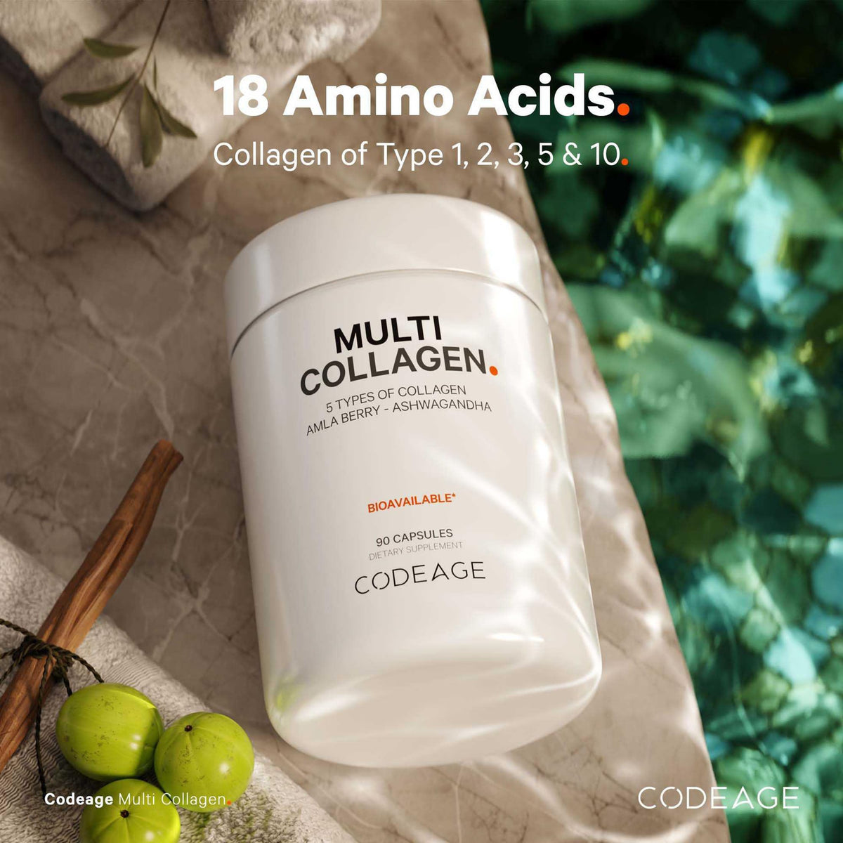 Codeage Multi Collagen Peptides Protein Capsules, 5 Collagen Types, Grass-Fed & Hydrolyzed Bovine Collagen Pills Supplement, Ashwagandha, Amla Berry Vitamins, Collagen Peptides - 90 Capsules CodeageBuy Supplements Australia