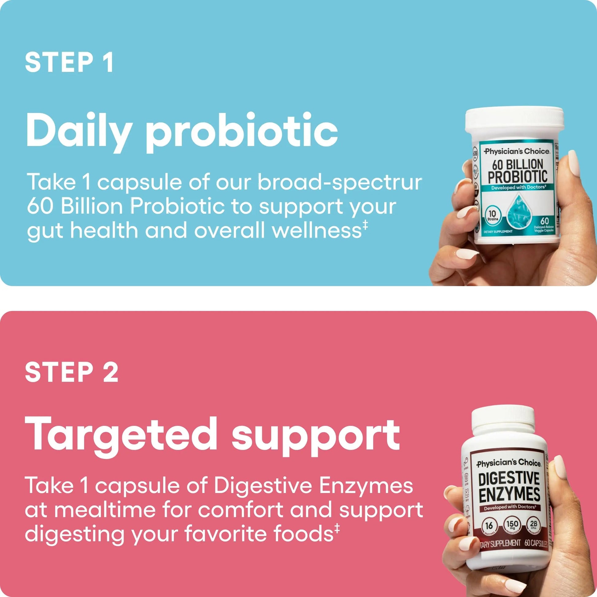 Physician's CHOICE Advanced Gut Health Bundle: 60 Billion Probiotics 30ct + Digestive Enzymes 60ct for Digestive, Gut, and Immune Health Supports Occasional Constipation, Diarrhea, Gas, and Bloating Physician's CHOICEBuy Supplements Australia