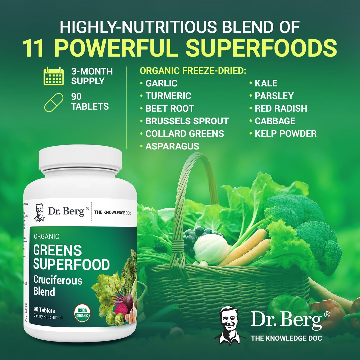 Dr. Berg's Greens Superfood Cruciferous Vegetable Tablets - Vegetable Supplements Dr. Berg NutritionalsBuy Supplements Australia