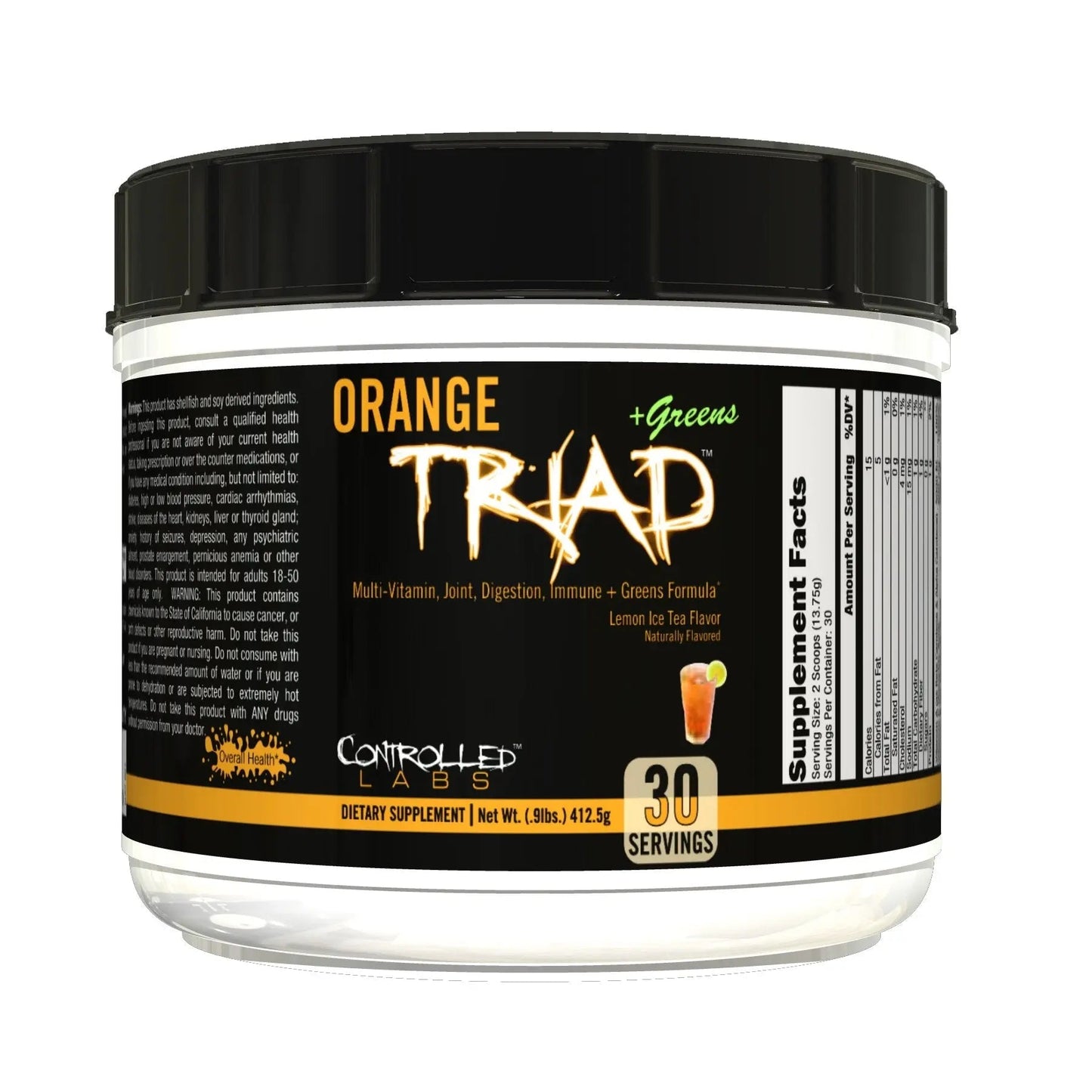 CONTROLLED LABS Orange Triad Plus Greens for Men and Women, 30 Servings Iron Free Sports Supplement for Overall Health CONTROLLED LABS
