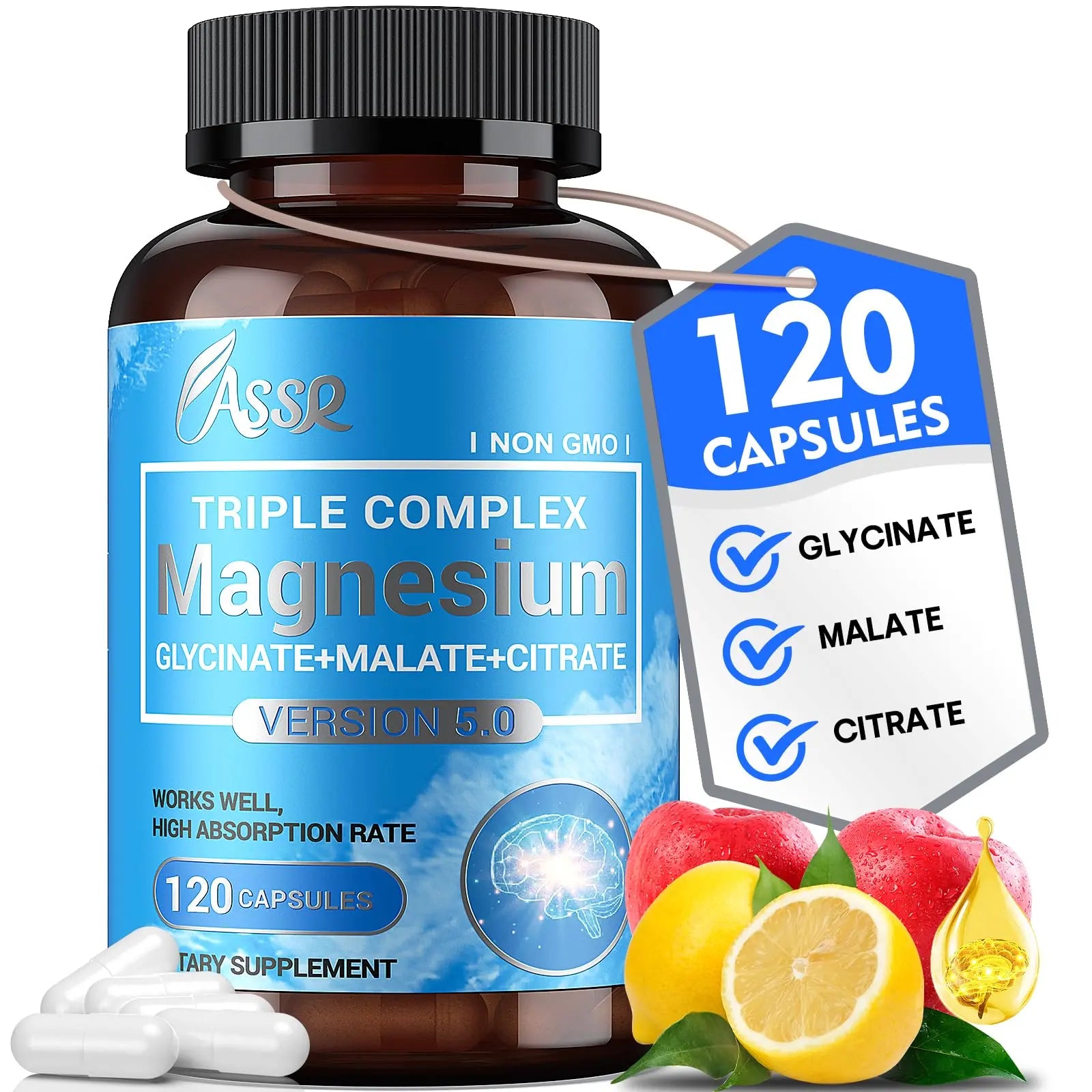 ASSR Triple Magnesium Complex – 300mg Magnesium Supplement with Glycinate, Malate & Citrate – Supports Relaxation, Muscle & Nerve Function ASSR canada supplements