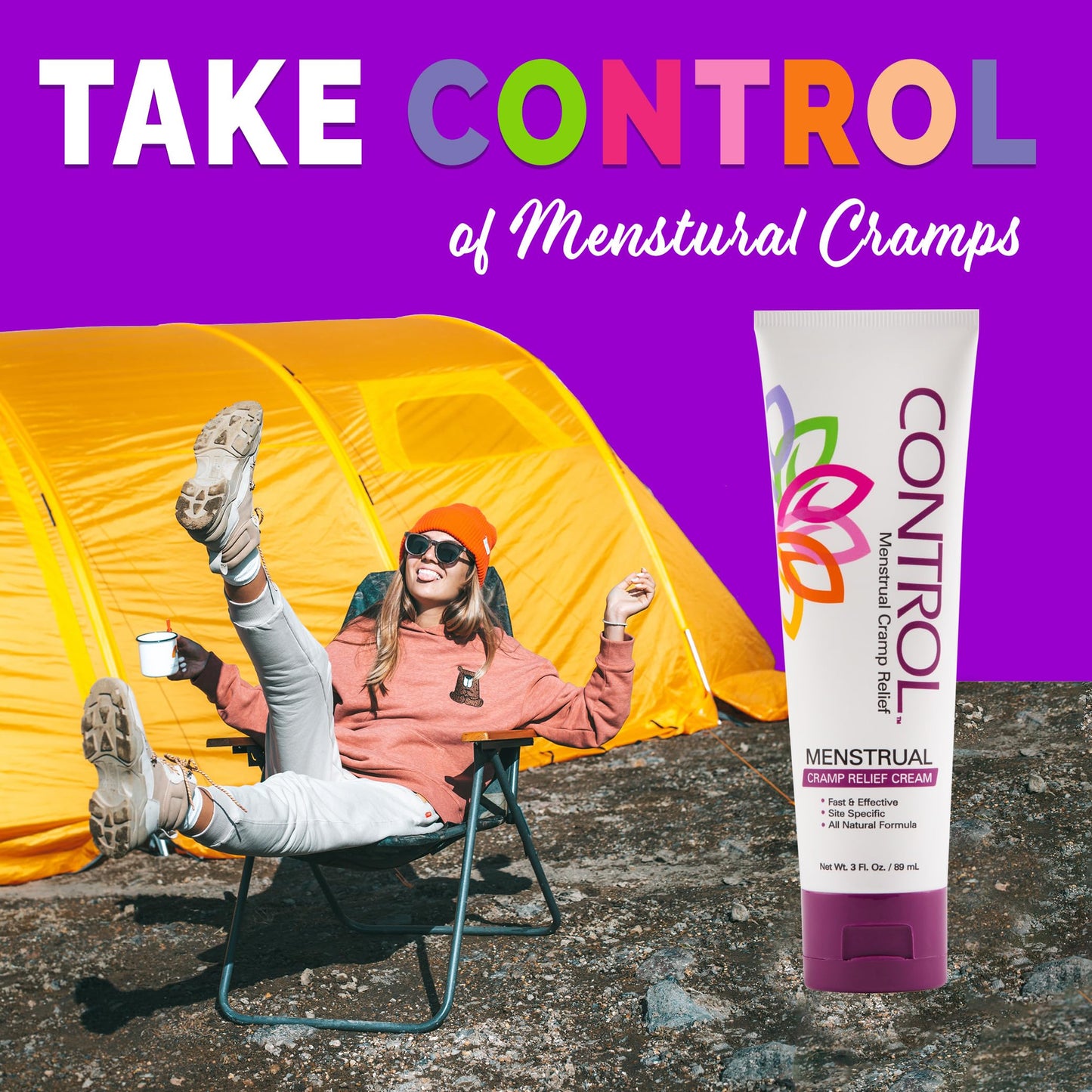 CONTROL, Menstrual Cramp Relief Cream, Topical Pain Relief for Period Cramps and PMS, Period Relief Products, Fast and Effective, Easy to Use, Safe for All Ages, Hormone Free, All Natural, 3 oz Tube. CONTROLBuy Supplements Australia
